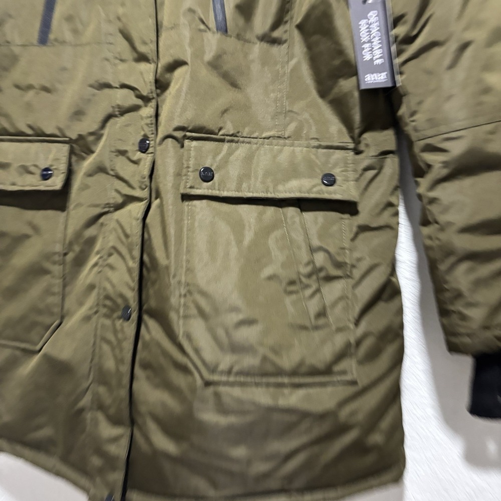 NEW A.N.A Parka Winter Coat Green Size XL Full Zipper Buttons Removable Hood - Picture 4 of 13